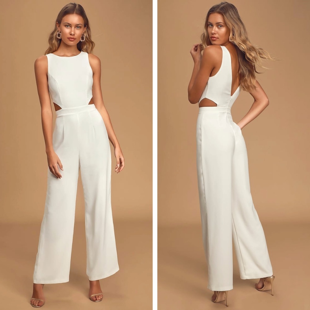 Lulu's White Cutout Wide-Leg Jumpsuit